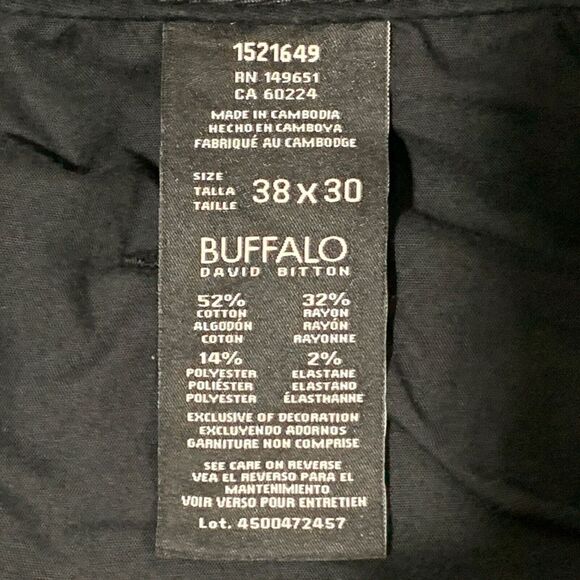 Buffalo David Bitton Archer Jeans Mens Size 38 x 29 Black Slim Stretch Denim - Picture 8 of 13